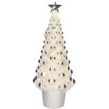 Complete kerstboom met ballen en lichtjes zilver 60 cm - Kunst kerstbomen/kunstkerstbomen met versiering en verlichting