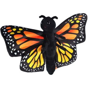 Pluche zwarte monarchvlinder knuffel 20 cm - Vlinders insecten knuffels - Speelgoed voor kinderen