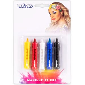 Boland Schminkkrijtjes - 5x - gekleurd - schminkset/schminkstiften/schminksticks - Carnaval/halloween