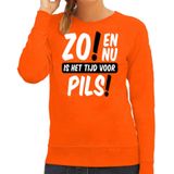 Bellatio Decorations Koningsdag sweater voor dames - tijd voor pils - oranje - bier - feestkleding