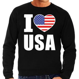 I love USA supporter sweater / trui voor heren - zwart - Amerika / VS landen truien - Amerikaanse fan kleding heren