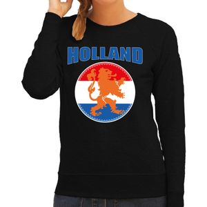 Zwarte fan sweater voor dames - Holland met oranje leeuw - Nederland supporter - EK/ WK trui / outfit