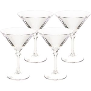 4x stuks onbreekbaar martini glas transparant kunststof 20 cl/200 ml - Onbreekbare cocktailglazen