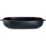 2x Zwarte ovenschalen 24 x 15,4 x 5,3 cm - Ovaal - Klassieke braadsledes - Ovenschotel schalen - Bakvorm/braadslede