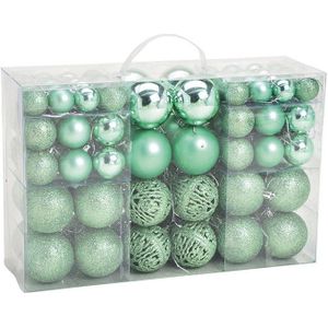 G. Wurm Kerstballen - 100 -delig - kunststof - mint groen - 3-4-6 cm