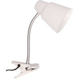 Gerimport Bureaulamp met klem - wit - 22 x 12 x 32 cm - Buigbare leeslampen/ tafellampen