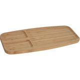 2x Serveerplanken/borden 3-vaks van bamboe hout 39 cm - Keuken/kookbenodigdheden - Tapas/hapjes presenteren/serveren - Vakkenbord/plank - Serveerborden/serveerplanken