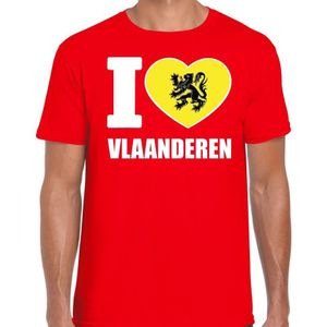 T-shirt I love Vlaanderen voor heren - rood - Vlaamse shirtjes / outfit
