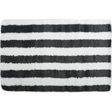 MSV Badkamerkleed/badmat - kleedje voor op de vloer - zwart/wit - 50 x 80 cm - Microvezel
