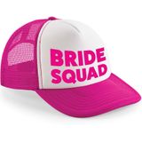 Vrijgezellenfeest dames petjes sierlijk - 1x Bride to Be roze + 7x Bride Squad roze - Vrijgezellen vrouw accessoires/ artikelen