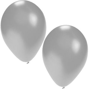 Bellatio Decorations ballonnen - 50 stuks - zilver - 27 cm - helium of lucht - verjaardag / versiering