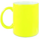 6x neon gele koffie/ thee mokken 330 ml - geel - geschikt voor sublimatie drukken - Fluor gele onbedrukte cadeau koffiemok/ theemok