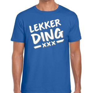 Lekker ding tekst t-shirt blauw heren - fun tekst shirt voor heren Lekker Ding