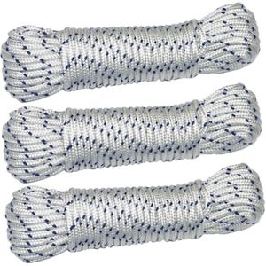 AMIG paracord touw - 3x - 20 meter - D4mm - 400kg - nylon/polyester - wit/blauw