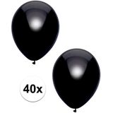 40x Zwarte metallic ballonnen 30 cm - Feestversiering/decoratie ballonnen zwart