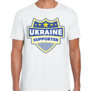 Ukraine supporter schild t-shirt wit voor heren - Oekraine landen t-shirt / kleding - EK / WK / Olympische spelen outfit