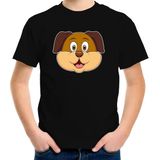 Cartoon hond t-shirt zwart voor jongens en meisjes - Kinderkleding / dieren t-shirts kinderen