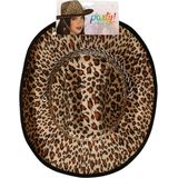 Atosa Carnaval verkleed Cowboy hoed Leopard - lichtbruin - volwassenen - Luipaard print