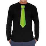 Bellatio Decorations Verkleed shirt voor heren - stropdas groen - zwart - carnaval - foute party