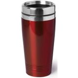 Set van 2x stuks Warmhoudbekers/warm houd bekers metallic rood en blauw 450 ml