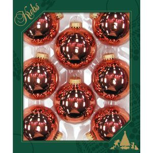 16x stuks glazen kerstballen 7 cm gepolijst koper kerstboomversiering - Kerstversiering/kerstdecoratie