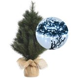 Mini kerstboom 45 cm - met kerstverlichting helder wit 300cm -40 leds