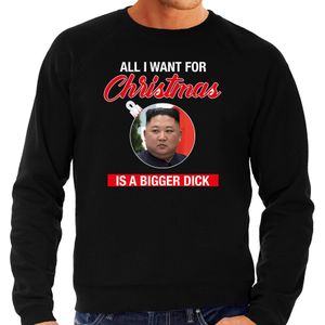 Kim Jong-un All I want for Christmas foute Kerst trui - zwart - heren - Kerst sweater / Kerst outfit