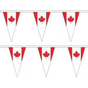 2x stuks canada landen punt vlaggetjes 5 meter - slinger / vlaggenlijn - Feestartikelen en versiering