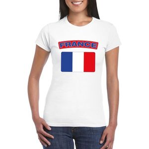 Frankrijk t-shirt met Franse vlag wit dames