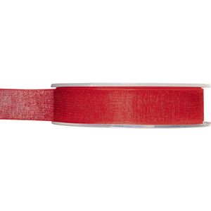 1x Hobby/decoratie rode organza sierlinten 1,5 cm/15 mm x 20 meter - Cadeaulint organzalint/ribbon - Striklint linten rood