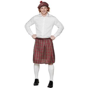 4x stuks rode Schotse kilt / rok voor heren - Carnaval verkleedkleding