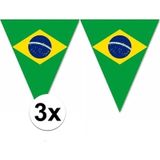 3x Versiering Brazilie vlaggenlijn/vlaggetjes - 5 meter - slingers