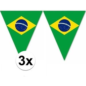 3x Versiering Brazilie vlaggenlijn/vlaggetjes - 5 meter - slingers