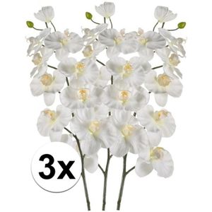 3x Witte kunst Orchidee tak 100 cm  - Kunstbloemen