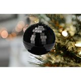 Christmas Decoration discobal kerstbal - 1x - zwart -12 cm -kunststof