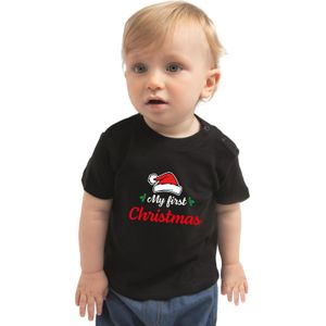 My first Christmas Kerst t-shirt - zwart - babys - Kerstkleding / Kerst outfit