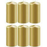 6x Metallic gouden cilinderkaarsen/stompkaarsen 6 x 12 cm 45 branduren - Geurloze kaarsen metallic goud - Woondecoraties