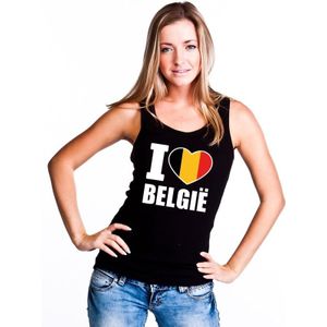 Zwart I love Belgie supporter singlet shirt/ tanktop dames - Belgisch shirt dames