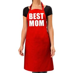 Best Mom keukenschort rood voor dames - Moederdag - bbq schort