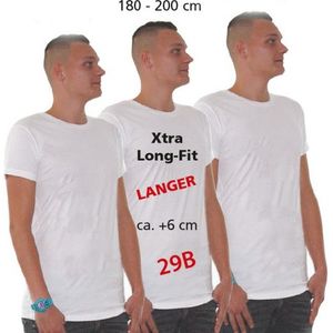 Set van 2x stuks longfit t-shirt wit voor heren - extra lang basic shirt, maat: 3XL