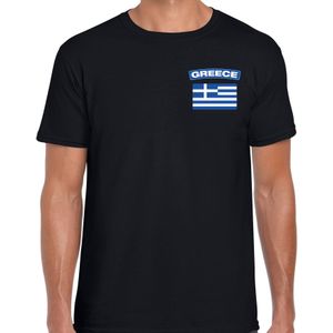 Greece t-shirt met vlag zwart op borst voor heren - Griekenland landen shirt - supporter kleding