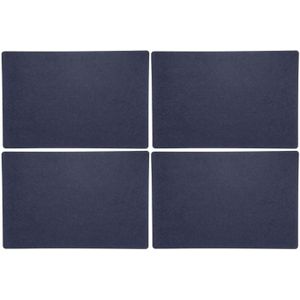 8x stuks rechthoekige placemats met ronde hoeken polyester navy blauw 30 x 45 cm - Placemats/onderleggers - Tafeldecoratie