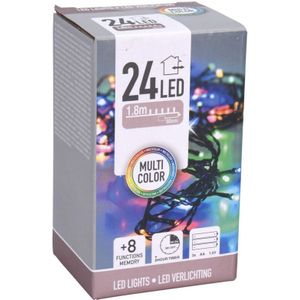 Kerstverlichting - gekleurd - 180 cm - 24 leds - met timer - op batt.