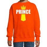 Koningsdag sweater Prince met kroontje oranje - kinderen - Kingsday outfit / kleding / trui