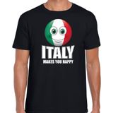 Italy makes you happy landen t-shirt Italie met emoticon - zwart - heren -  Italie landen shirt met Italiaanse vlag - EK / WK / Olympische spelen outfit / kleding