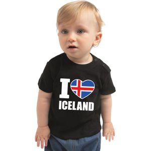 I love Iceland baby shirt zwart jongens en meisjes - Kraamcadeau - Babykleding - IJsland landen t-shirt