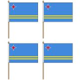 8x stuks vlag Aruba klein hand zwaaivlaggetje 15 x 22 cm - Landen feestartikelen/versieringen