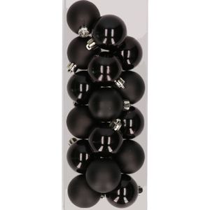 16x stuks kunststof kerstballen zwart 4 cm - Onbreekbare plastic kerstballen - Kerstboomversiering