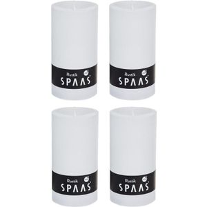 4x Witte rustieke cilinderkaarsen/stompkaarsen 7 x 13 cm 60 branduren - Geurloze kaarsen - Woondecoraties