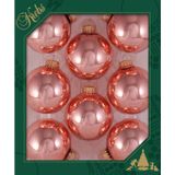 Krebs Kerstballen - 8 stuks - roze glans - glas - 7 cm